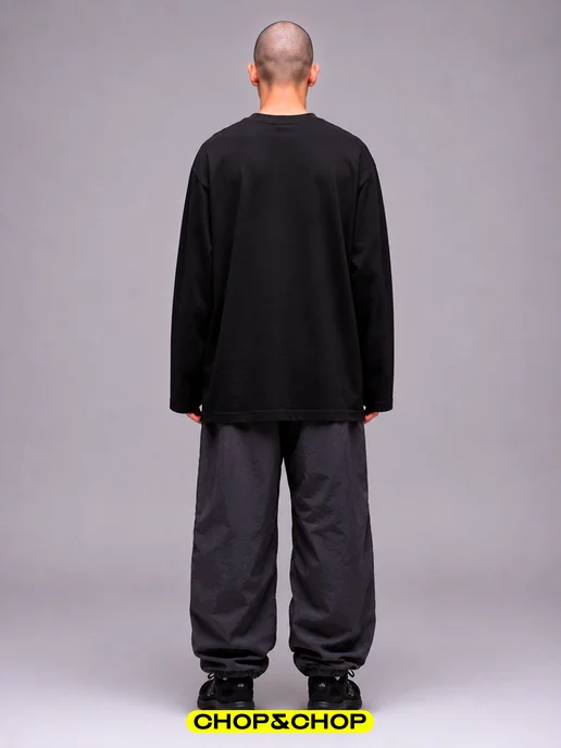 CHOP&CHOP Лонгслив Lonsdale лонсдейл оверсайз с принтом streetwear y2k, черный, фото 4