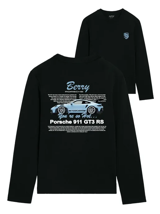 Homies Лонгслив оверсайз с принтом porsche 911 y2k, черный