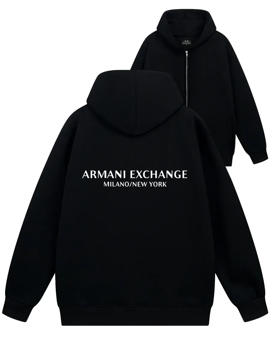 Худи оверсайз с капюшоном armani exchange y2k на молнии