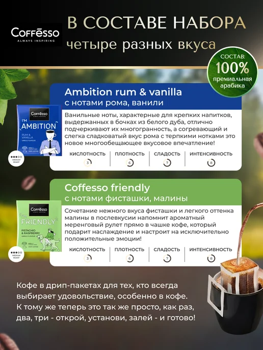 COFFESSO Кофе в дрип пакетах натуральный, вариант, фото 5