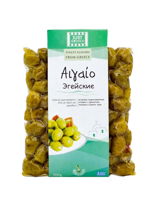 Just Greece Оливки Эгейские c лимоном и травами, 500г, 500 г