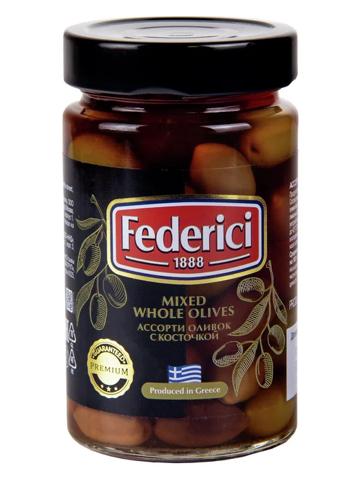 Federici Оливки ассорти с косточкой, 300г, 300 г