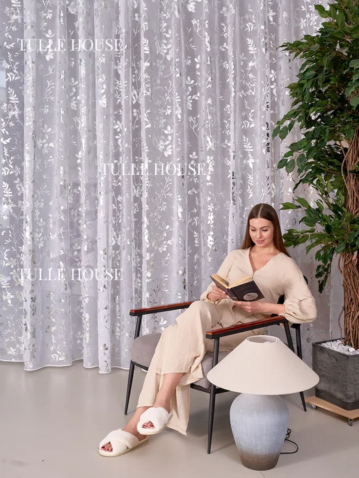 tulle house Тюль под лен 200х250 в гостиную и спальню готовый, 200x250, фото 8