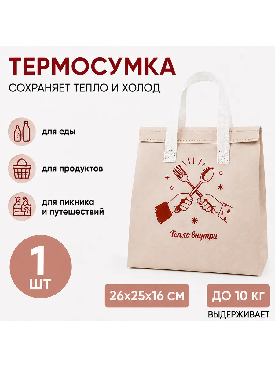 Термопакет для еды термосумка 1 шт из спанбонда
