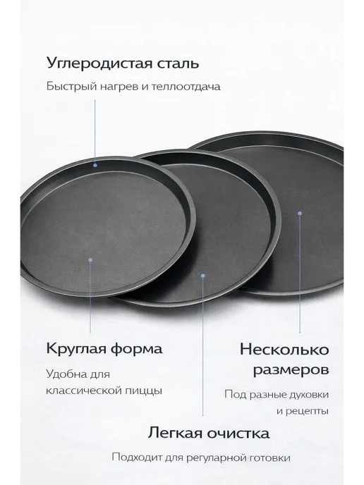 BountiP Формы для пиццы антипригарные выпечки форма домашней, черный, фото 2