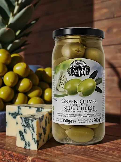 Delphi Food Оливки фаршированные голубым сыром в рассоле 350гр, 350 г, фото 2