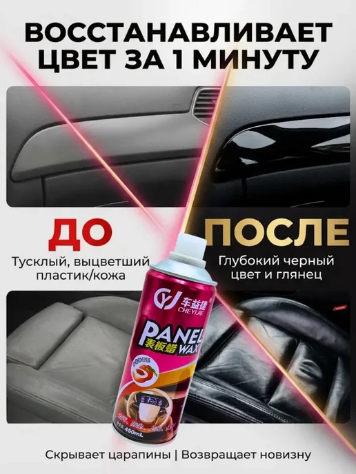 KELBANUTU Полироль для пластика и кожи авто очиститель салона, 450 мл, фото 2