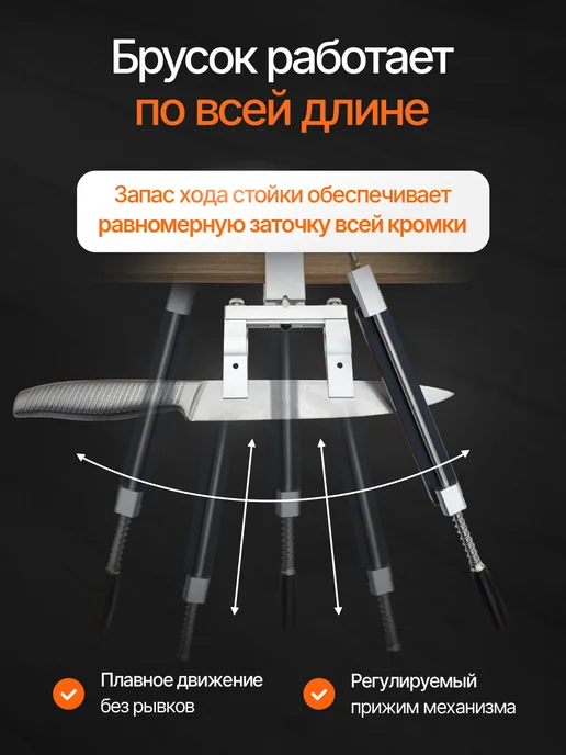 ТОЧИЛО Станок для заточки, точилка для ножей со шкалой, 2 бруска, серый, фото 7
