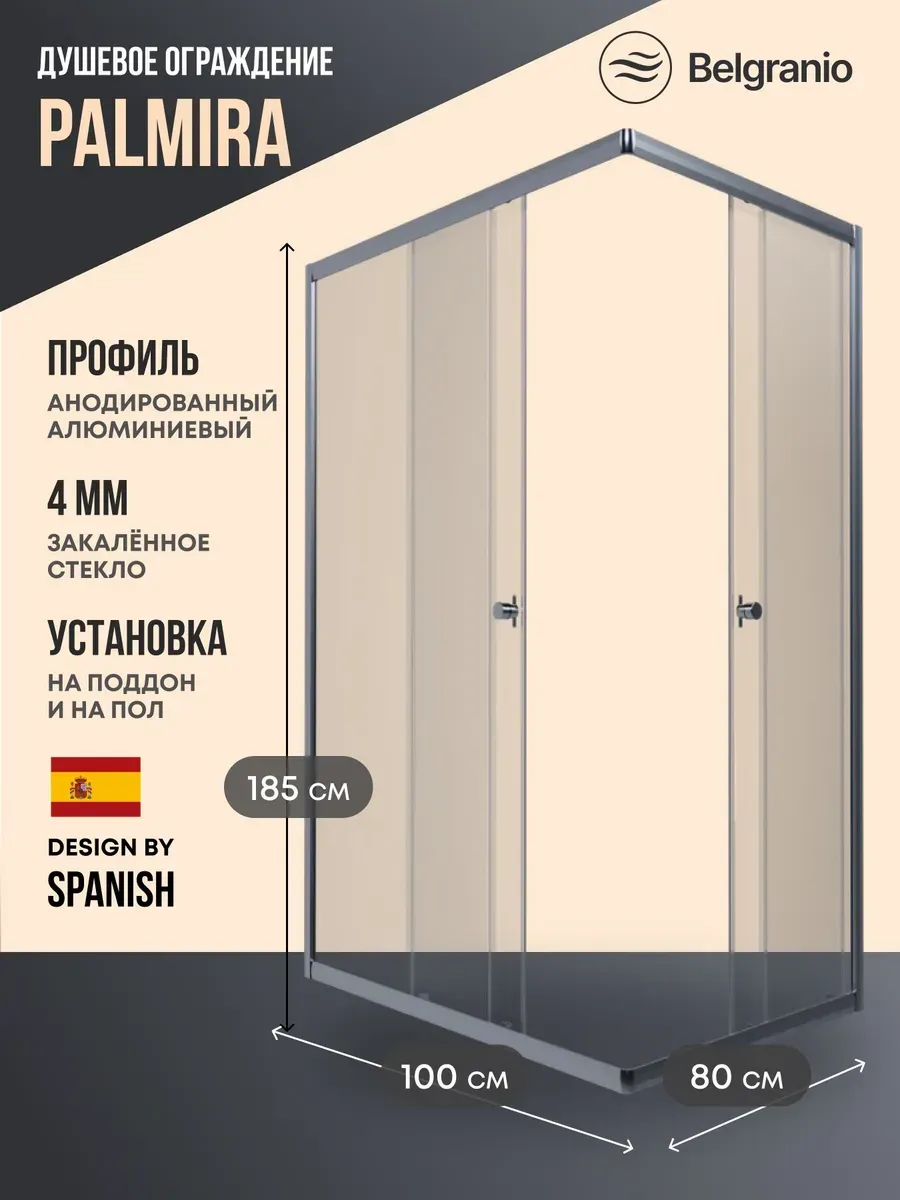 Душевое ограждение Palmira 100*80 профиль хром