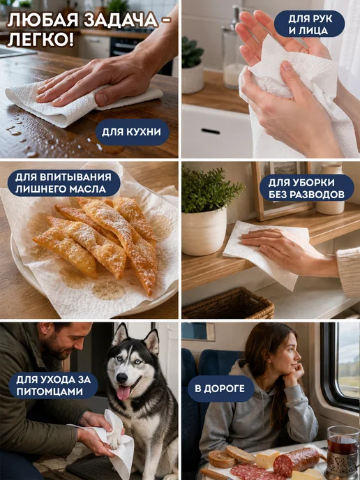 Papia Бумажные полотенца в рулоне для дома и кухни 3-х слойные 4шт, 4 шт, фото 7