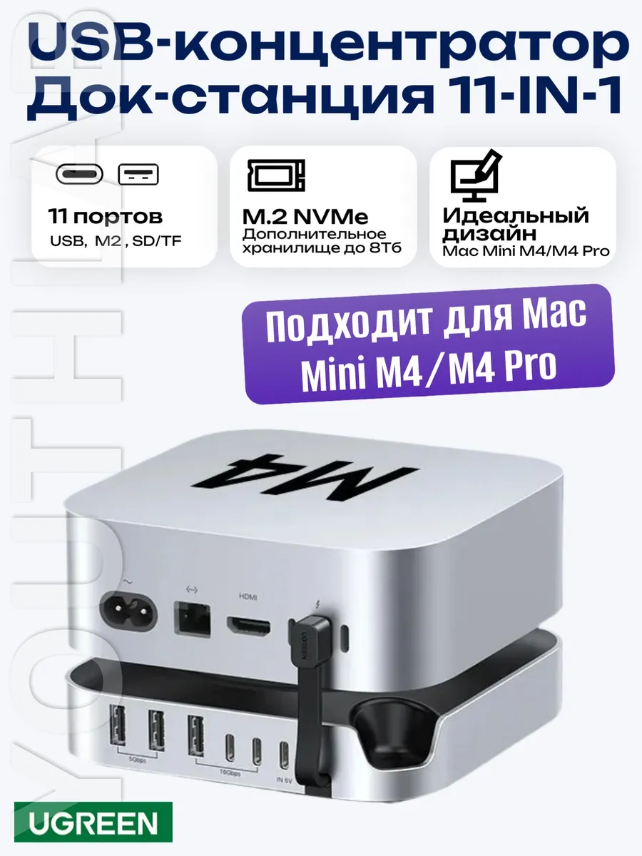 Док-станция 11-in-1 CM841 (65487), для Mac Mini M4 M4 Pro