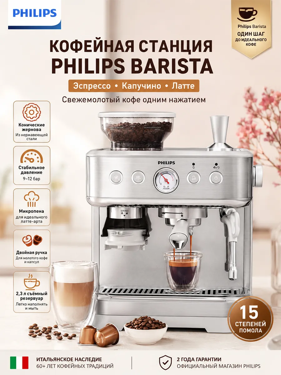 PHILIPS Полуавтоматическая кофемашина в итальянском стиле