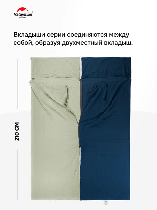 Naturehike Вкладыш в спальный мешок туристический для похода, 200 см, 75x210 см, фото 2