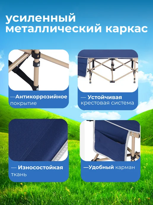 Раскладушка трансформер с матрасом складная, синий, фото 2