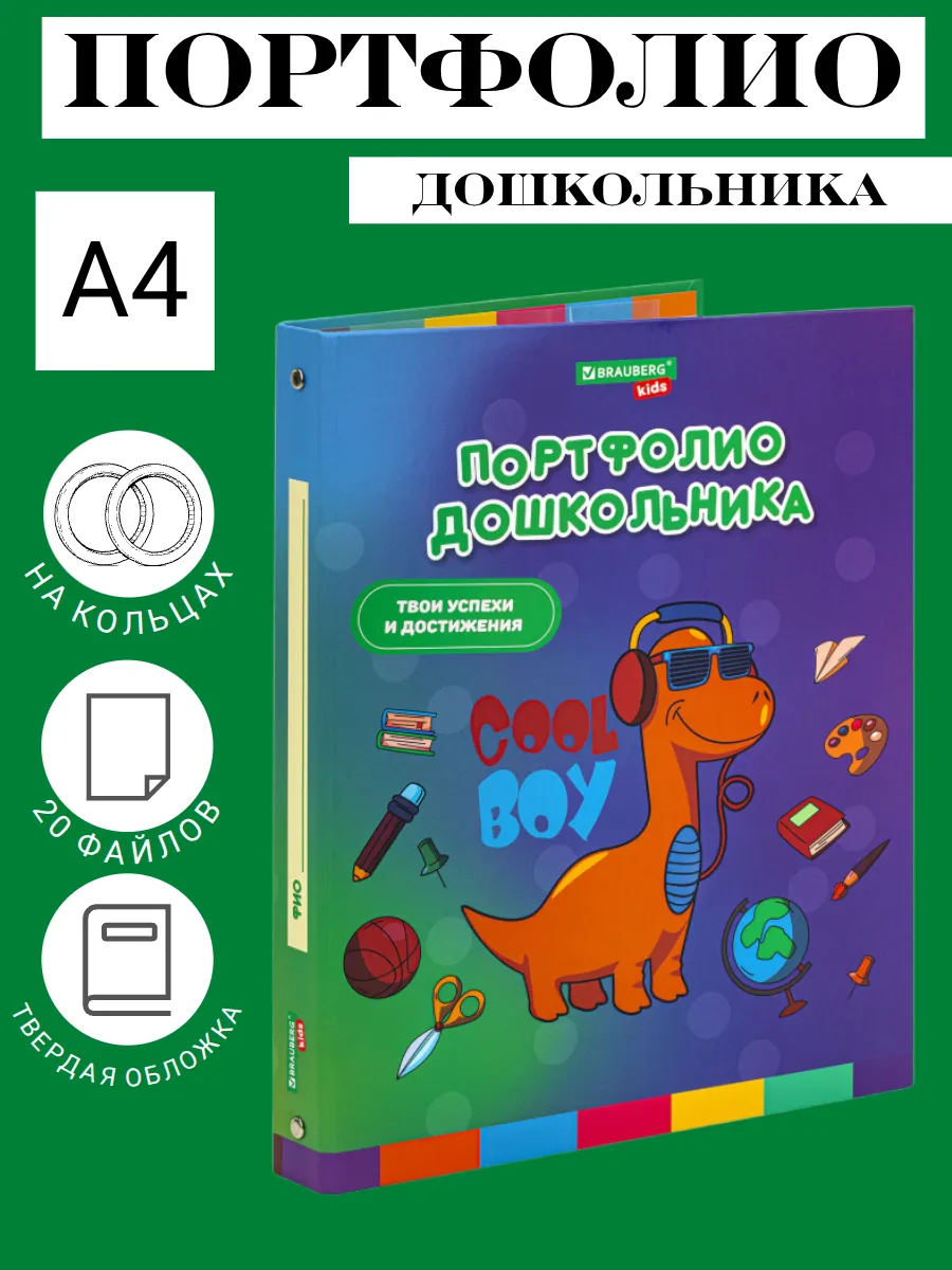 Папка-портфолио А4 на кольцах для дошкольника