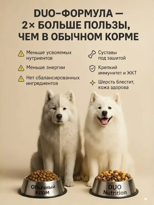 Сухой корм DUO Nutrition Пробник для собак, крупные, индейка, 0,1 кг, фото 3
