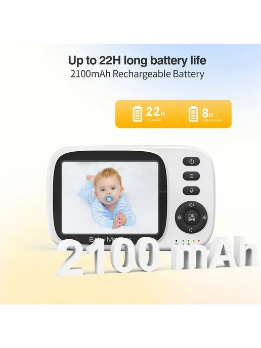 Reletech Видеоняня беспроводная с монитором поворотная, MC632A, белый, фото 7