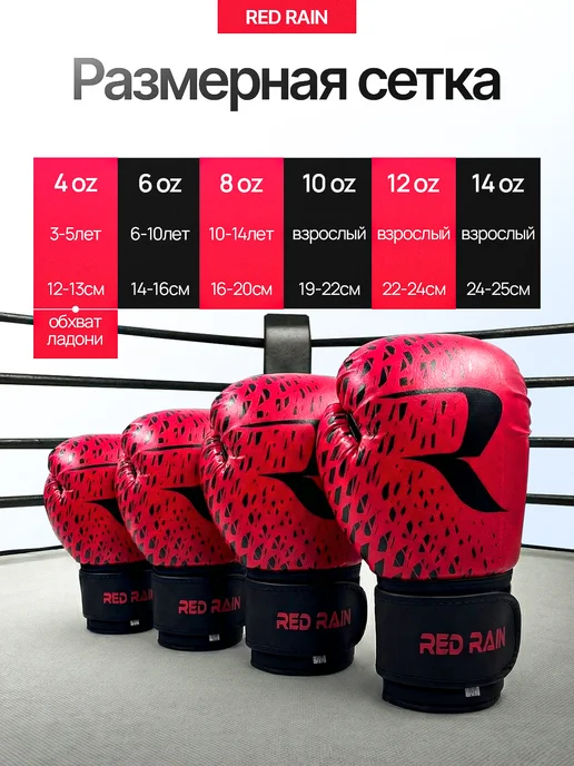 Red Rain Боксерские перчатки, для бокса, кикбоксинга, красный, фото 2
