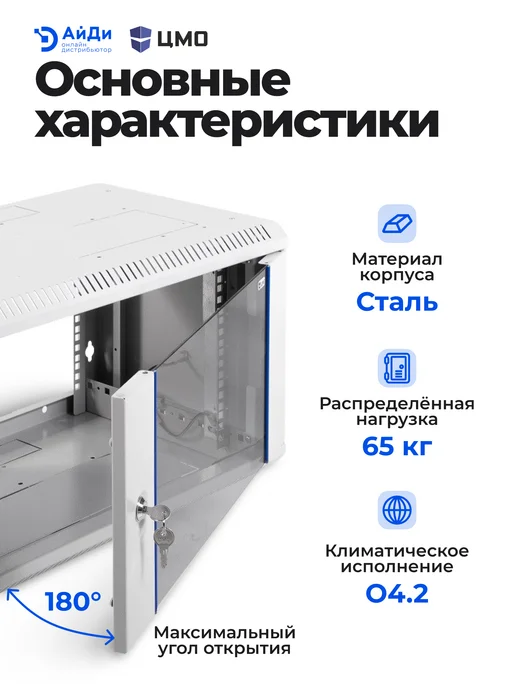ЦМО Шкаф для сетевого оборудования 6U компактный, серый, фото 4