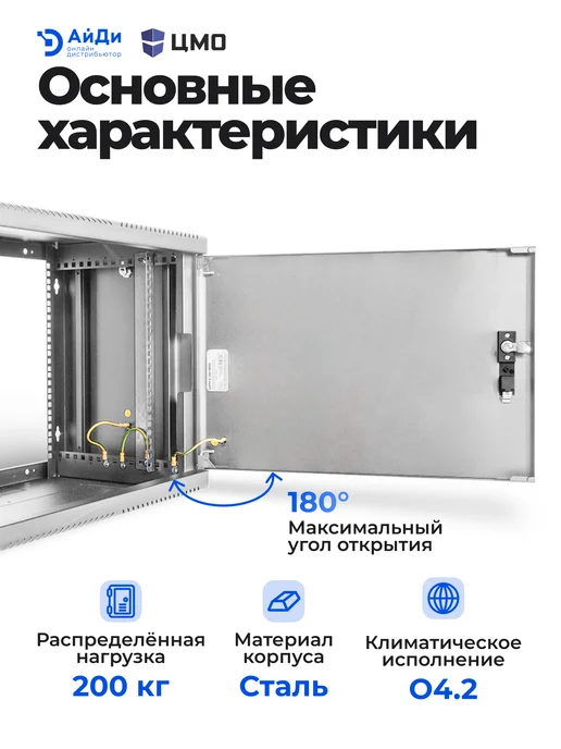 ЦМО Шкаф настенный телекоммуникационный 9U, серый, фото 4