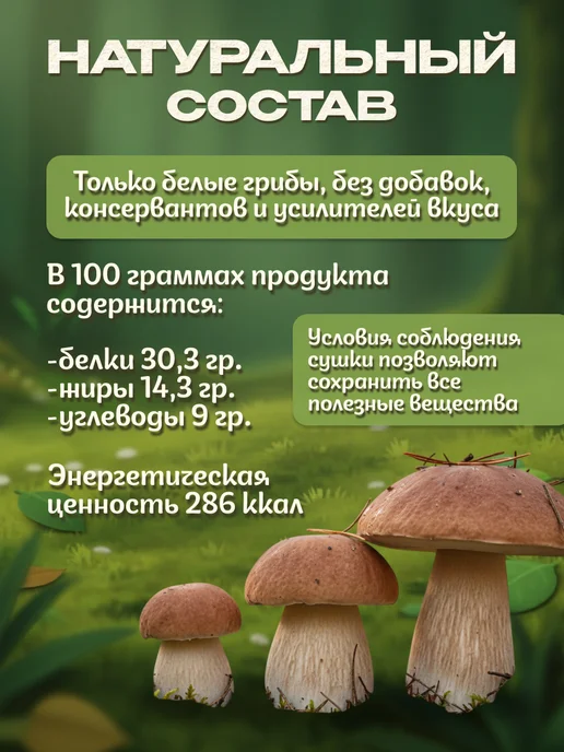Лесная фея Грибы белые сушеные 80г, 200 г, фото 2