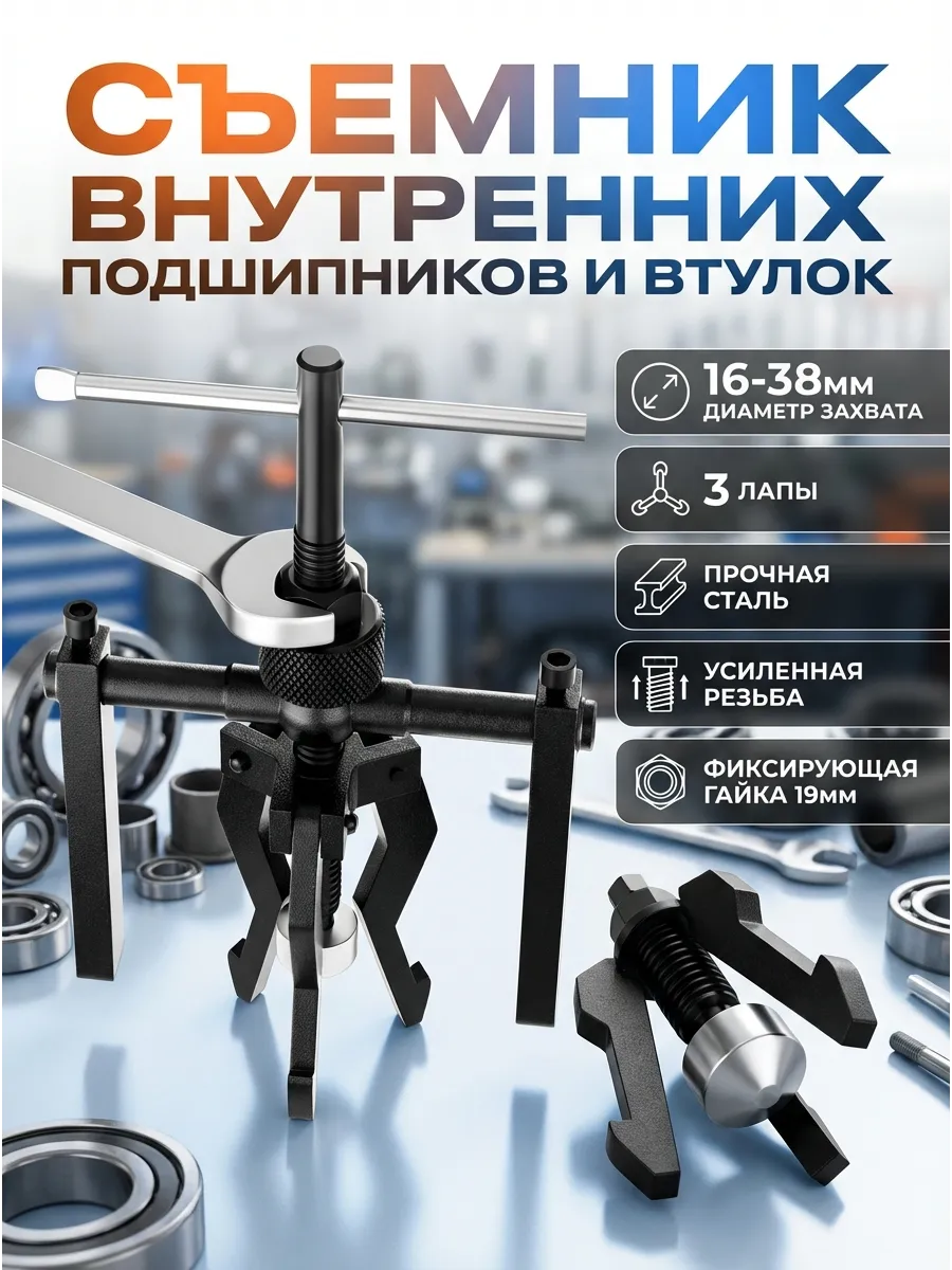 Съемник подшипников с внутренним захватом 16-38