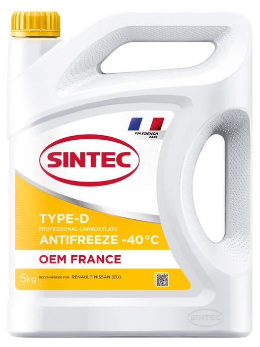 SINTEC OEM France Type-D yellow Антифриз 5 кг, 5 кг, фото 3