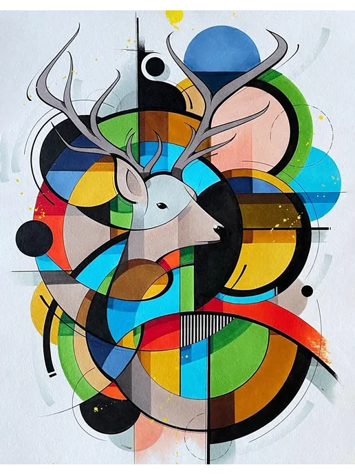 Art KiNa Картина по номерам на холсте 40х50 Абстрактный олень, 40x50, фото 2