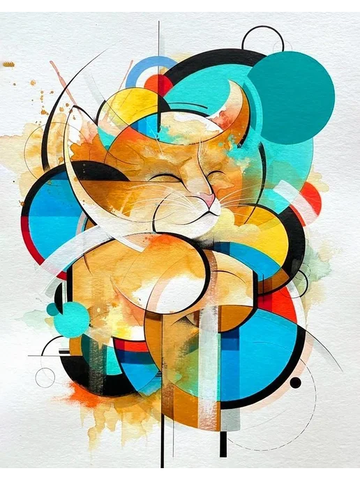 Art KiNa Картина по номерам 40х50 Абстрактный кот, 40x50, фото 2