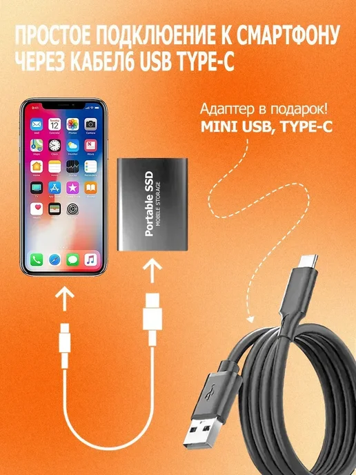 Внешний жесткий диск 2 тб, SSD на 2tb, 2 ТБ, 2 ТБ, фото 3