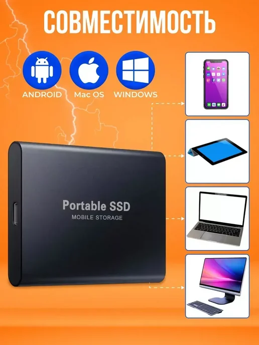 Внешний жесткий диск 2 тб, SSD на 2tb, 2 ТБ, 2 ТБ, фото 5