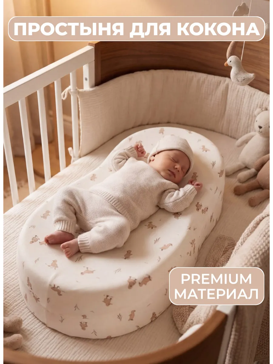 Наматрасник чехол на кокон для новорожденных