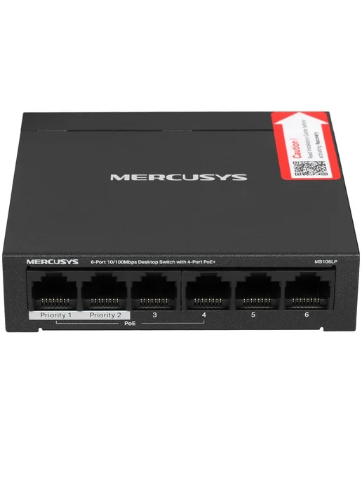 Mercusys Коммутатор MS106LP 6 ports 4 ports PoE+ 10 100Mbps, вариант, фото 8