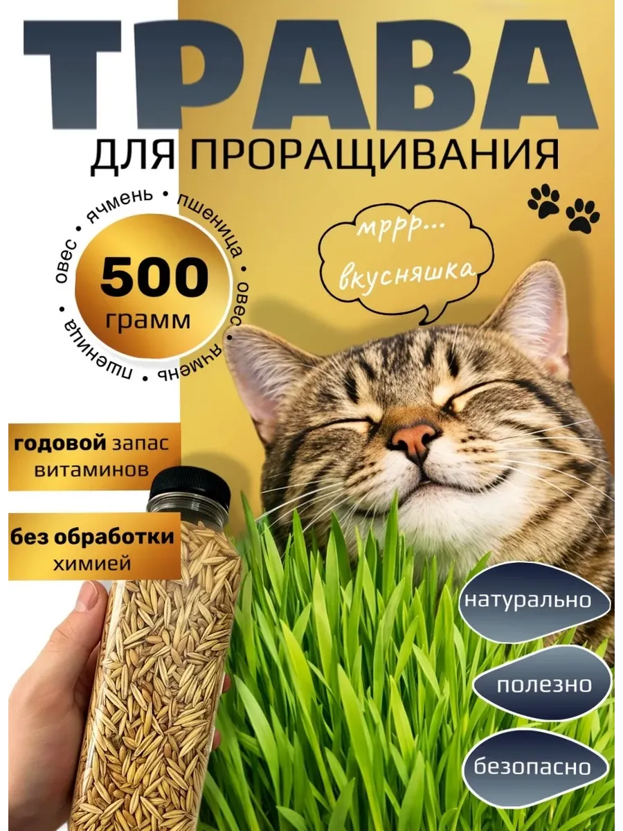 Трава для всех пород кошек. Для выращивания.