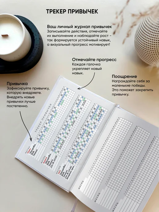 Zero Point Планер ежедневник недатированный маленький А6, серый, фото 6