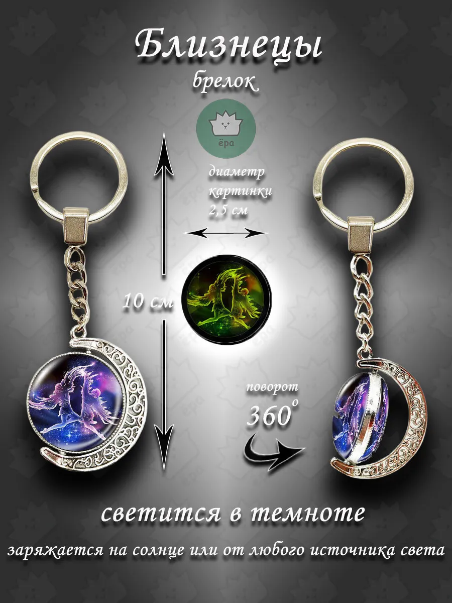 Брелок для ключей знак зодиака Близнецы 360 фиолетовый