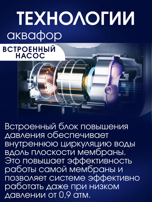 Аквафор Обратный осмос Морион DWM-202SN Pro с насосом, синий, фото 6