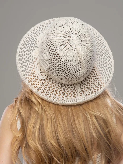 JASHAR TEXTILE Шляпа летняя ажурная из хлопка, белый, фото 3