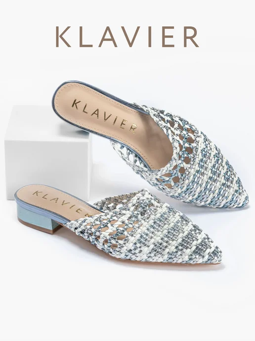 KLAVIER Мюли на низком каблуке женские, голубой, фото 6