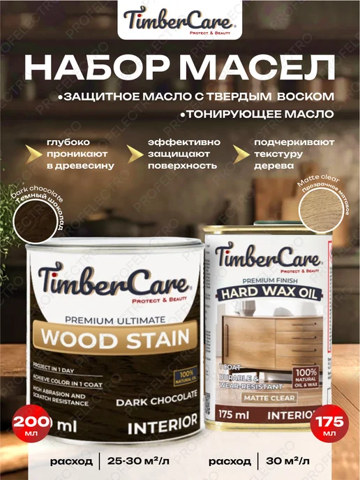 TimberCare Масло для дерева тонирующее Темный шоколад + Защитное Matte, вариант