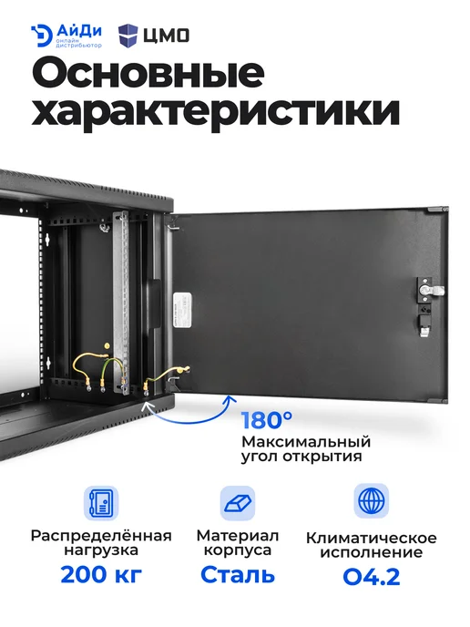 ЦМО Шкаф настенный телекоммуникационный 9U, черный, фото 4