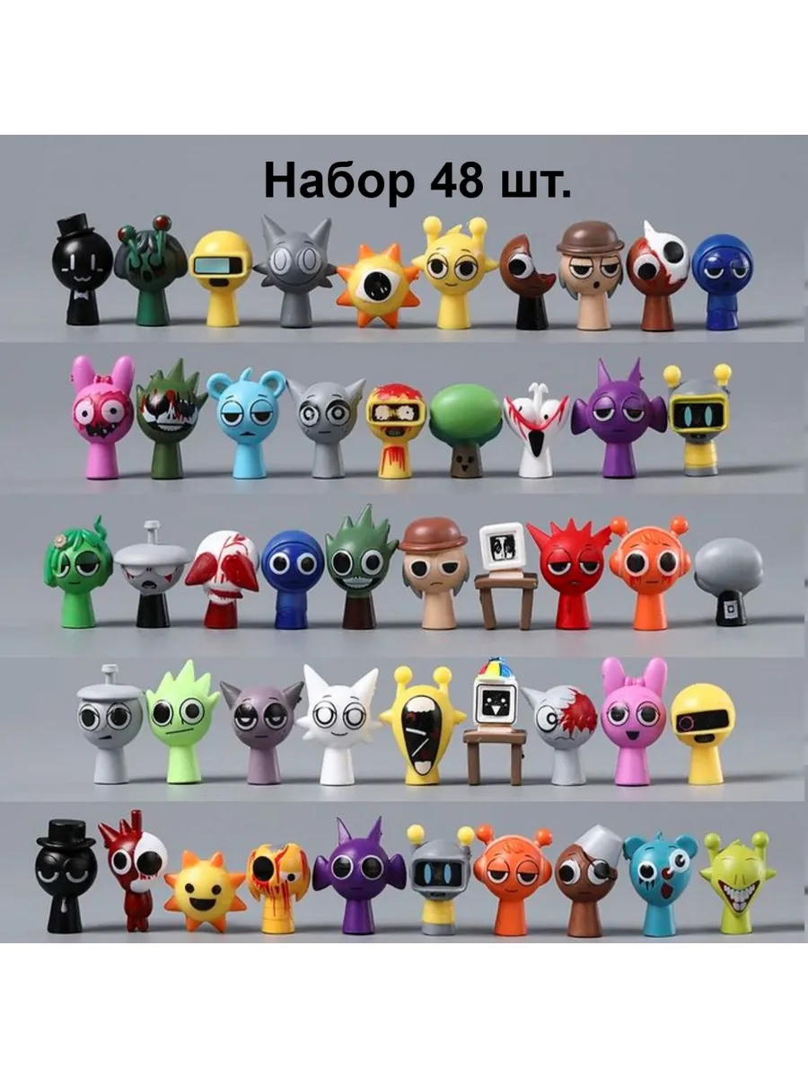 Фигурки Спрунки Sprunki , набор 48 шт, высота 3 см