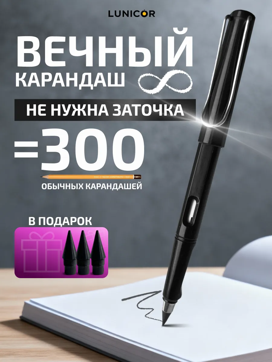 Вечный карандаш с ластиком HB карандаш бесконечный