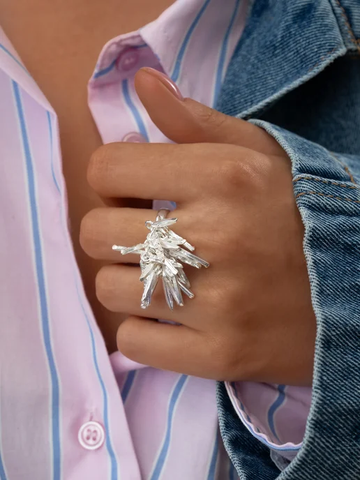 Аксессорика Кольцо крупное антистресс с подвеской бижутерия Accessorica, серый, фото 7