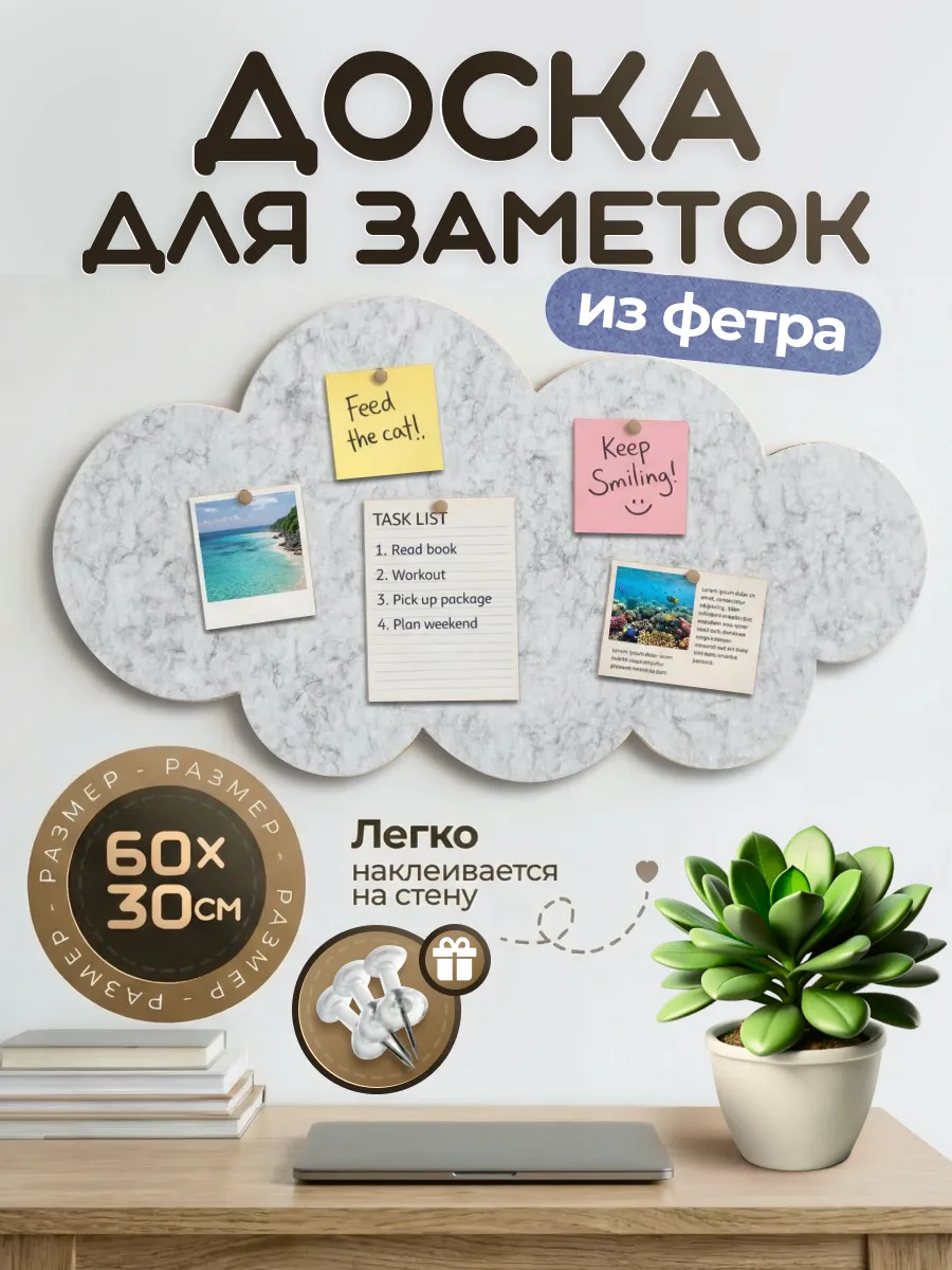 Доска мудборд для заметок и фотографий на стену