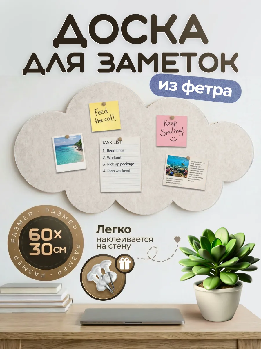 Доска мудборд для заметок и фотографий на стену
