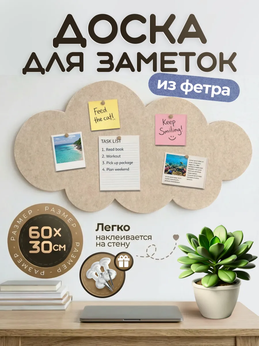 Доска мудборд для заметок и фотографий на стену