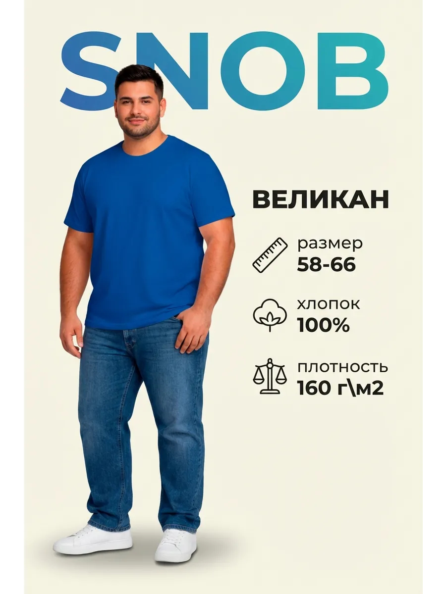 Футболка однотонная хлопок больших размеров