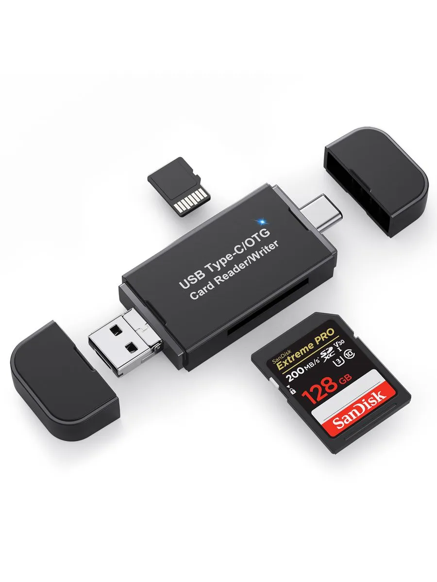 Картридер TF, SD - USB2.0 - Type-C - MicroUSB