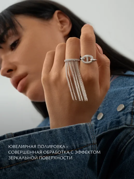 Аксессорика Кольцо с камнями пряжка гермес бижутерия Accessorica, серый, фото 3